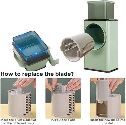 3-in-1 Rotary Stainless Steel Vegetable Slicer