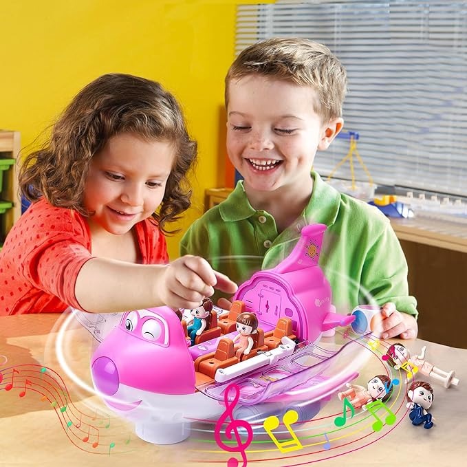 360° Rotating Gear Airplane Toy with Lights &amp; Music