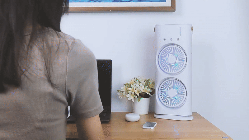 Double-Ended Spray Fan with Cooling Mist