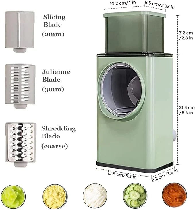 3-in-1 Rotary Stainless Steel Vegetable Slicer